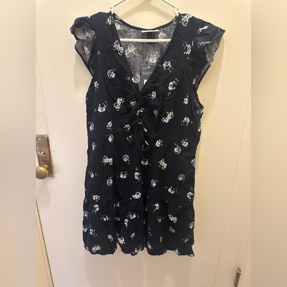 Universal Thread Navy Printed Ruffle Dress - Picture 2 of 4